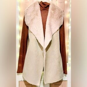 Women's  Tan and Cream Faux Shearling and express turtle neck top bundle
